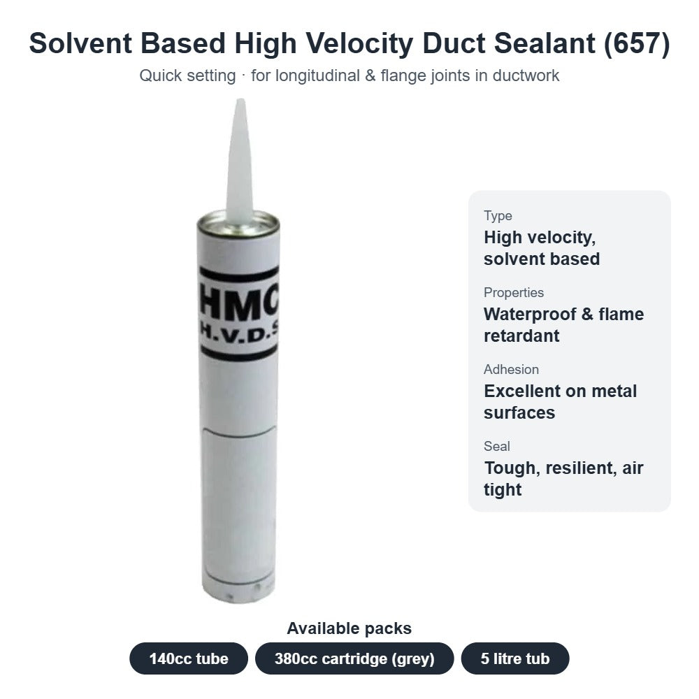 Solvent Based High Velocity Duct Sealant (657) – Tube, Cartridge & Tub