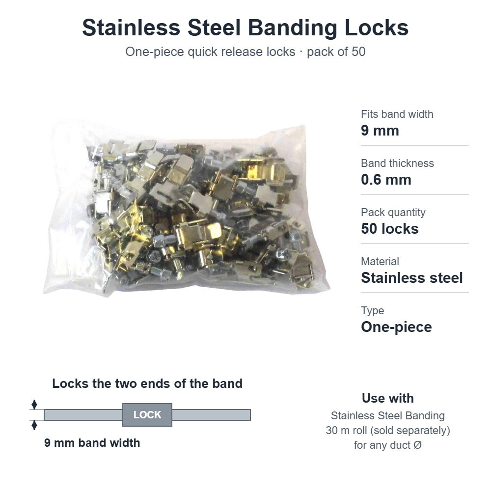 Stainless Steel Banding Locks – Pack of 50