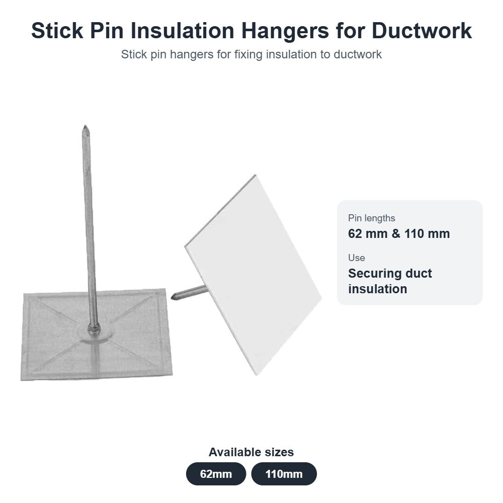 Stick Pin Insulation Hangers for Ductwork – 62mm & 110mm
