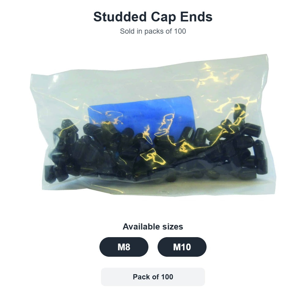 Studded Cap Ends M8 & M10 (Pack of 100)