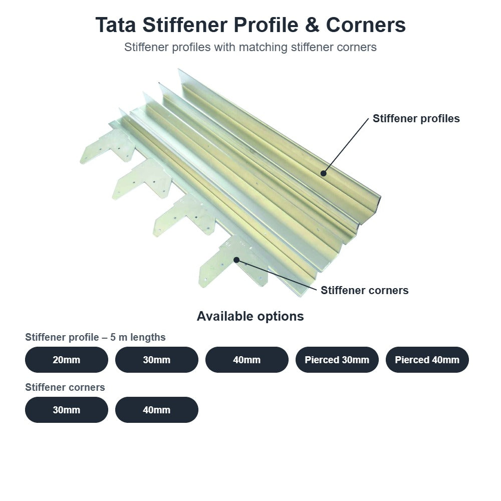 Tata Stiffener Profile & Corners – 30mm & 40mm