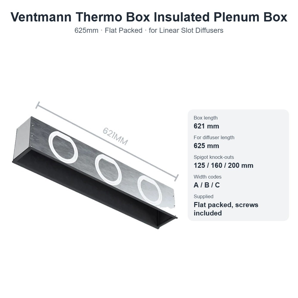Thermo Box - Insulated Plenum Boxes for Linear Slot Diffusers – 625mm