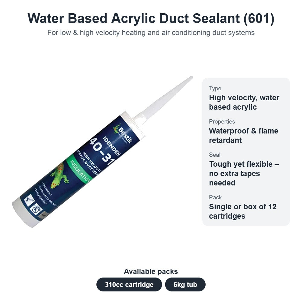 Water Based Acrylic Duct Sealant (601) – Cartridge & 6kg Tub